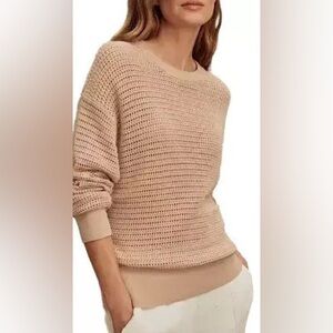 Varley Kershaw Pullover Knit Tan Crew Neck Sweater, XS